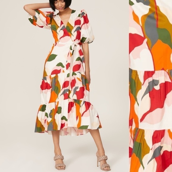 Anthropologie HUTCH wrap dress white floral dress size XS - Picture 2 of 14